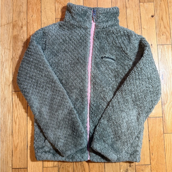 Columbia Other - Columbia Olive Fleece Jacket with Pink Trim #712